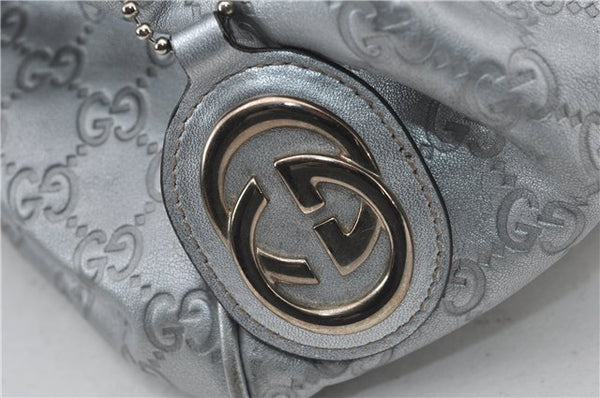 Authentic GUCCI Guccissima Sukey Tote Bag GG Leather 211944 Silver 0595F