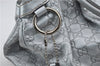 Authentic GUCCI Guccissima Sukey Tote Bag GG Leather 211944 Silver 0595F