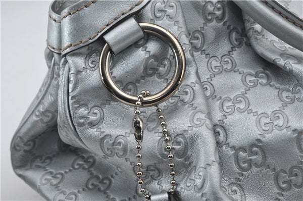 Authentic GUCCI Guccissima Sukey Tote Bag GG Leather 211944 Silver 0595F