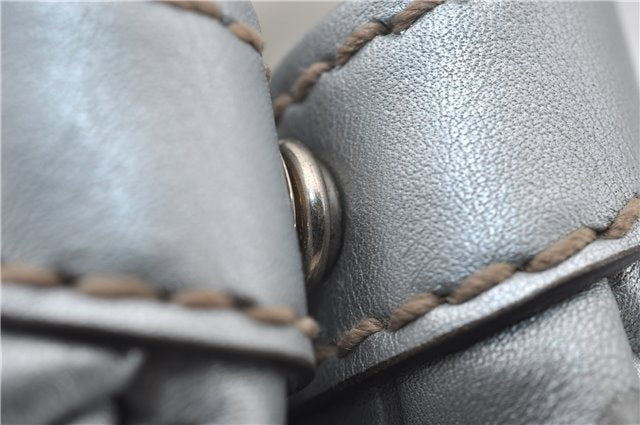 Authentic GUCCI Guccissima Sukey Tote Bag GG Leather 211944 Silver 0595F