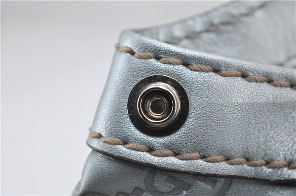 Authentic GUCCI Guccissima Sukey Tote Bag GG Leather 211944 Silver 0595F