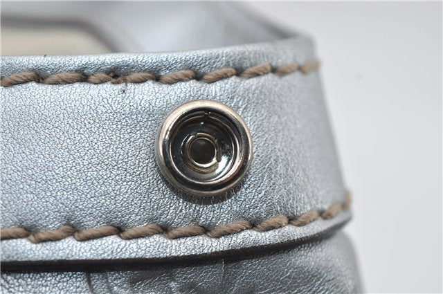 Authentic GUCCI Guccissima Sukey Tote Bag GG Leather 211944 Silver 0595F