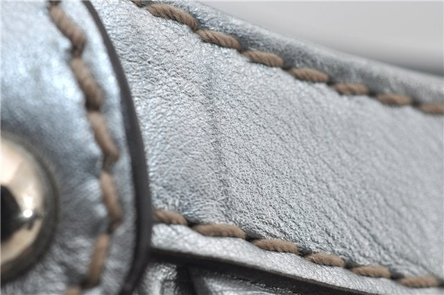 Authentic GUCCI Guccissima Sukey Tote Bag GG Leather 211944 Silver 0595F