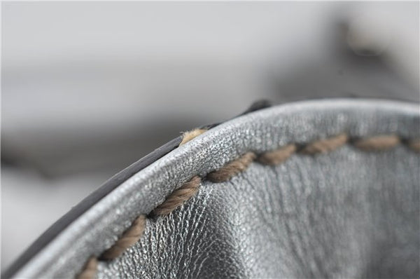 Authentic GUCCI Guccissima Sukey Tote Bag GG Leather 211944 Silver 0595F