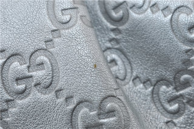 Authentic GUCCI Guccissima Sukey Tote Bag GG Leather 211944 Silver 0595F