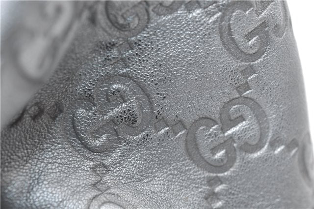 Authentic GUCCI Guccissima Sukey Tote Bag GG Leather 211944 Silver 0595F