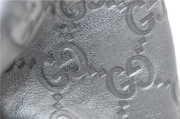 Authentic GUCCI Guccissima Sukey Tote Bag GG Leather 211944 Silver 0595F