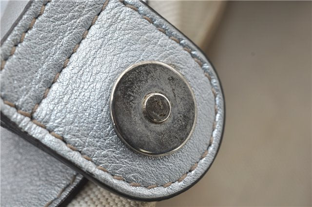 Authentic GUCCI Guccissima Sukey Tote Bag GG Leather 211944 Silver 0595F