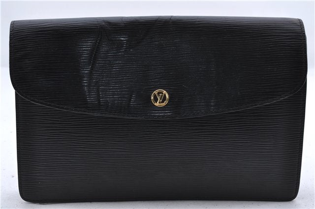 Authentic Louis Vuitton Epi Montaigne 27 Clutch Bag Black M52652 LV 0603D