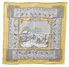 Authentic HERMES Carre 90 Scarf "PLAISIRS DU FROID" Silk Yellow 0606F