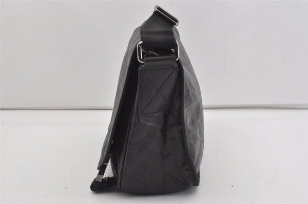 Authentic GUCCI Impreme Shoulder Crossbody Bag GG PVC Leather 201732 Black 0609I