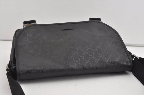 Authentic GUCCI Impreme Shoulder Crossbody Bag GG PVC Leather 201732 Black 0609I