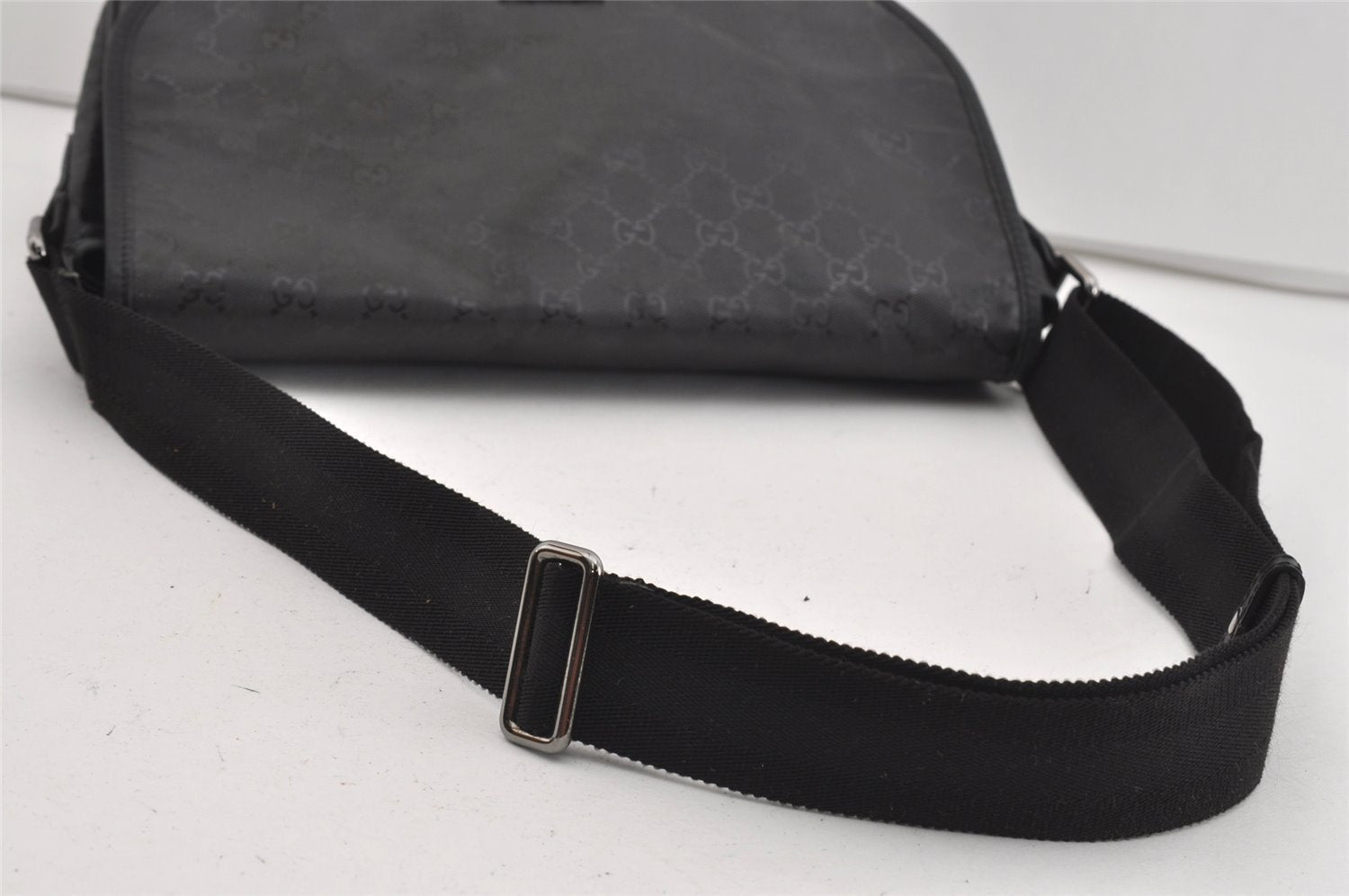 Authentic GUCCI Impreme Shoulder Crossbody Bag GG PVC Leather 201732 Black 0609I