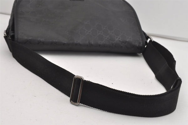 Authentic GUCCI Impreme Shoulder Crossbody Bag GG PVC Leather 201732 Black 0609I