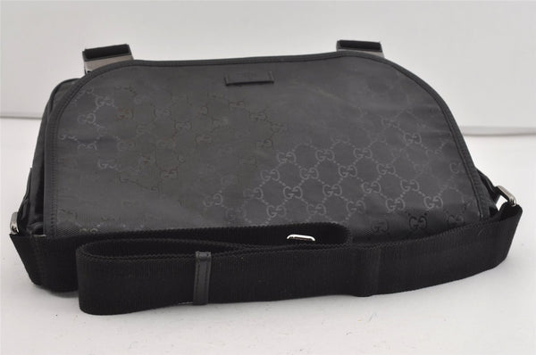 Authentic GUCCI Impreme Shoulder Crossbody Bag GG PVC Leather 201732 Black 0609I