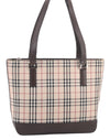 Authentic BURBERRY Nova Check Shoulder Tote Bag Purse Canvas Leather Brown 0615F