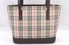 Authentic BURBERRY Nova Check Shoulder Tote Bag Purse Canvas Leather Brown 0615F