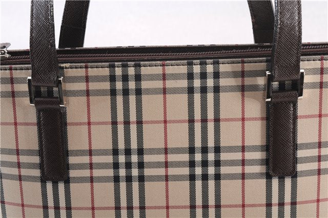 Authentic BURBERRY Nova Check Shoulder Tote Bag Purse Canvas Leather Brown 0615F