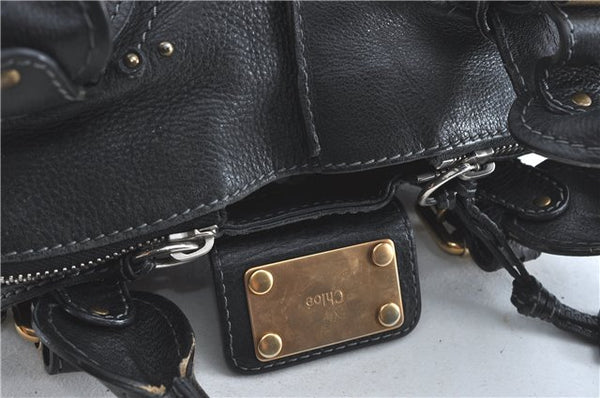 Authentic Chloe Paddington Leather Shoulder Hand Bag Purse Black 0617C