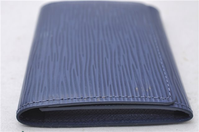 Auth Louis Vuitton Epi Enveloppe Carte De Visit Business Card Case Blue 0617D