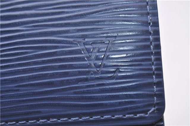 Auth Louis Vuitton Epi Enveloppe Carte De Visit Business Card Case Blue 0617D