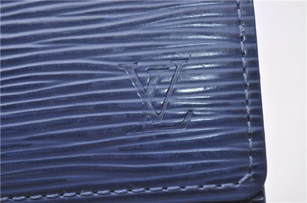 Auth Louis Vuitton Epi Enveloppe Carte De Visit Business Card Case Blue 0617D