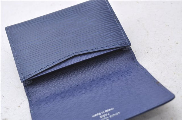 Auth Louis Vuitton Epi Enveloppe Carte De Visit Business Card Case Blue 0617D