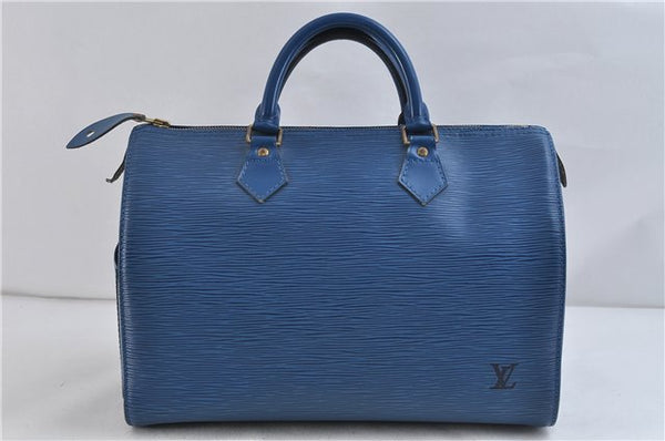 Authentic Louis Vuitton Epi Speedy 30 Hand Bag Blue M43005 LV 0623D