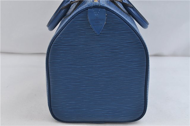 Authentic Louis Vuitton Epi Speedy 30 Hand Bag Blue M43005 LV 0623D