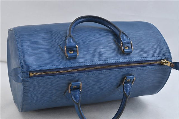 Authentic Louis Vuitton Epi Speedy 30 Hand Bag Blue M43005 LV 0623D