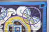 Authentic HERMES Carre 65 Scarf "WASHINGTON'S CARRIAGE" Silk Blue Box 0625D