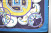 Authentic HERMES Carre 65 Scarf "WASHINGTON'S CARRIAGE" Silk Blue Box 0625D