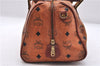 Authentic MCM Visetos Leather Vintage 2Way Shoulder Hand Boston Bag Brown 0626F