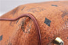 Authentic MCM Visetos Leather Vintage 2Way Shoulder Hand Boston Bag Brown 0626F