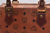 Authentic MCM Visetos Leather Vintage 2Way Shoulder Hand Boston Bag Brown 0626F