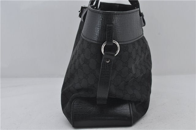 Authentic GUCCI Shoulder Tote Hand Bag GG Canvas Leather 106251 Black 0627E