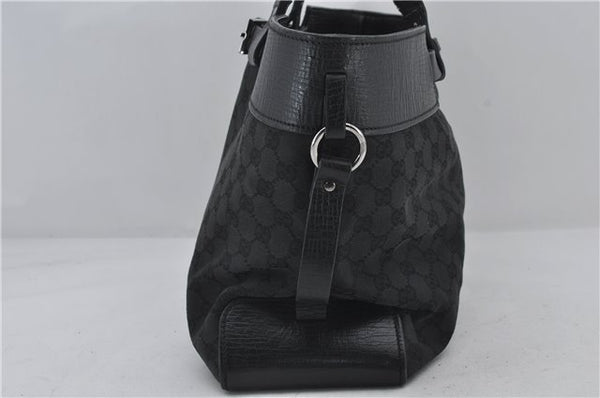 Authentic GUCCI Shoulder Tote Hand Bag GG Canvas Leather 106251 Black 0627E