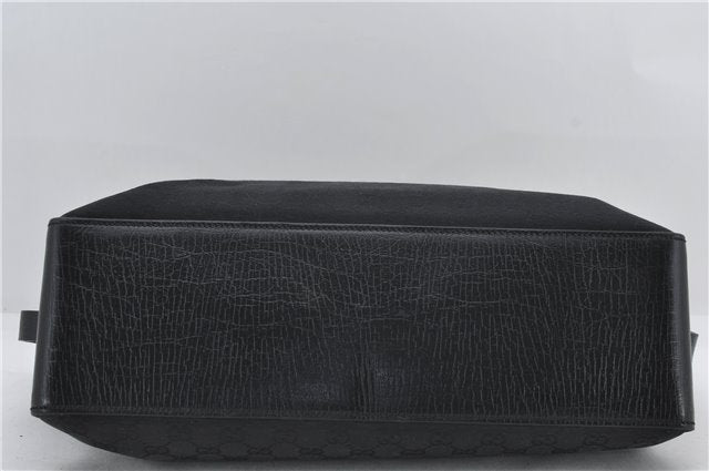 Authentic GUCCI Shoulder Tote Hand Bag GG Canvas Leather 106251 Black 0627E