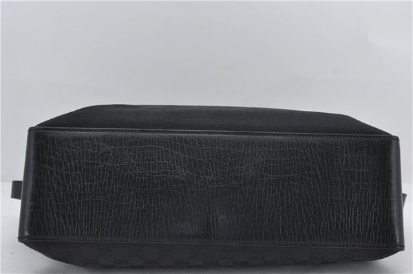 Authentic GUCCI Shoulder Tote Hand Bag GG Canvas Leather 106251 Black 0627E