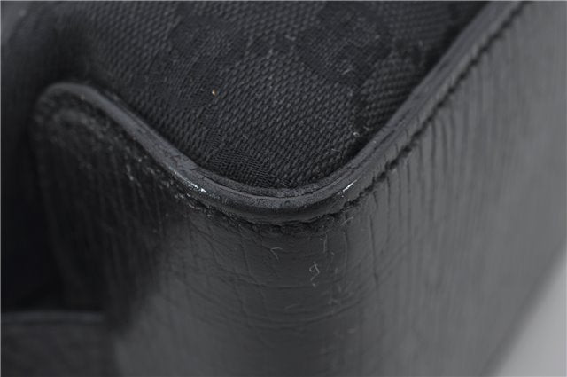 Authentic GUCCI Shoulder Tote Hand Bag GG Canvas Leather 106251 Black 0627E