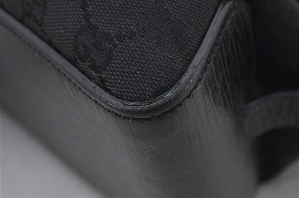 Authentic GUCCI Shoulder Tote Hand Bag GG Canvas Leather 106251 Black 0627E