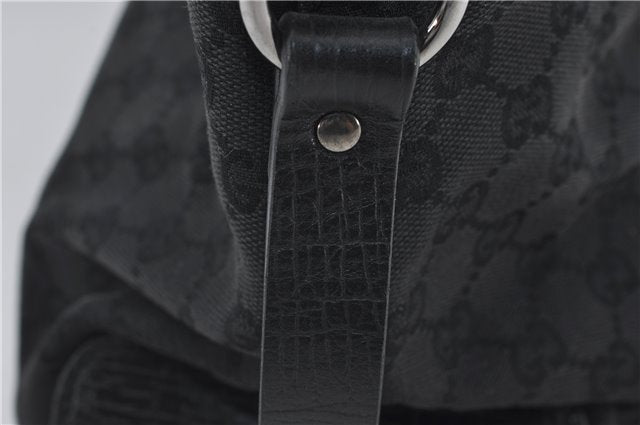 Authentic GUCCI Shoulder Tote Hand Bag GG Canvas Leather 106251 Black 0627E