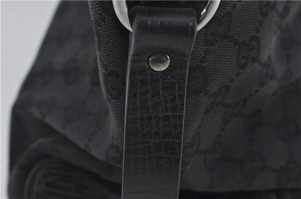 Authentic GUCCI Shoulder Tote Hand Bag GG Canvas Leather 106251 Black 0627E