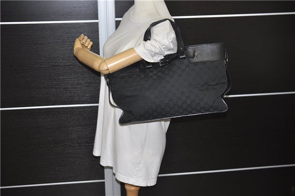 Authentic GUCCI Shoulder Tote Hand Bag GG Canvas Leather 106251 Black 0627E