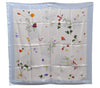 Authentic HERMES Carre 90 Scarf "Des fleurs pour le dire" Silk Light Blue 0628D