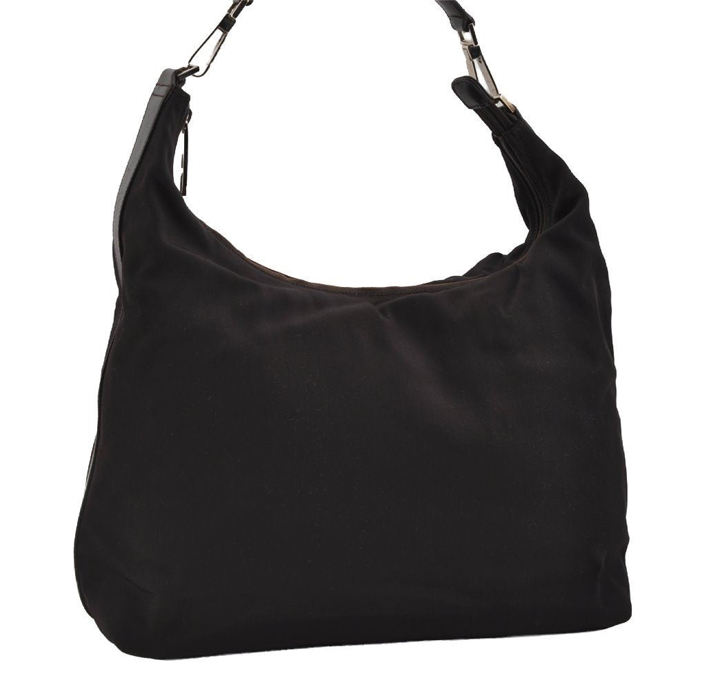 Authentic GUCCI Vintage Shoulder Hand Bag Nylon Leather Brown 0629I