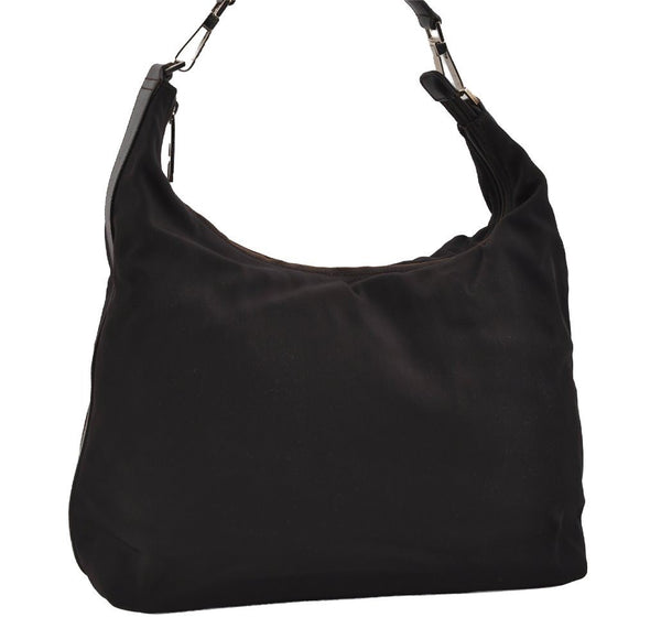 Authentic GUCCI Vintage Shoulder Hand Bag Nylon Leather Brown 0629I