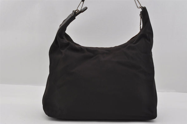 Authentic GUCCI Vintage Shoulder Hand Bag Nylon Leather Brown 0629I