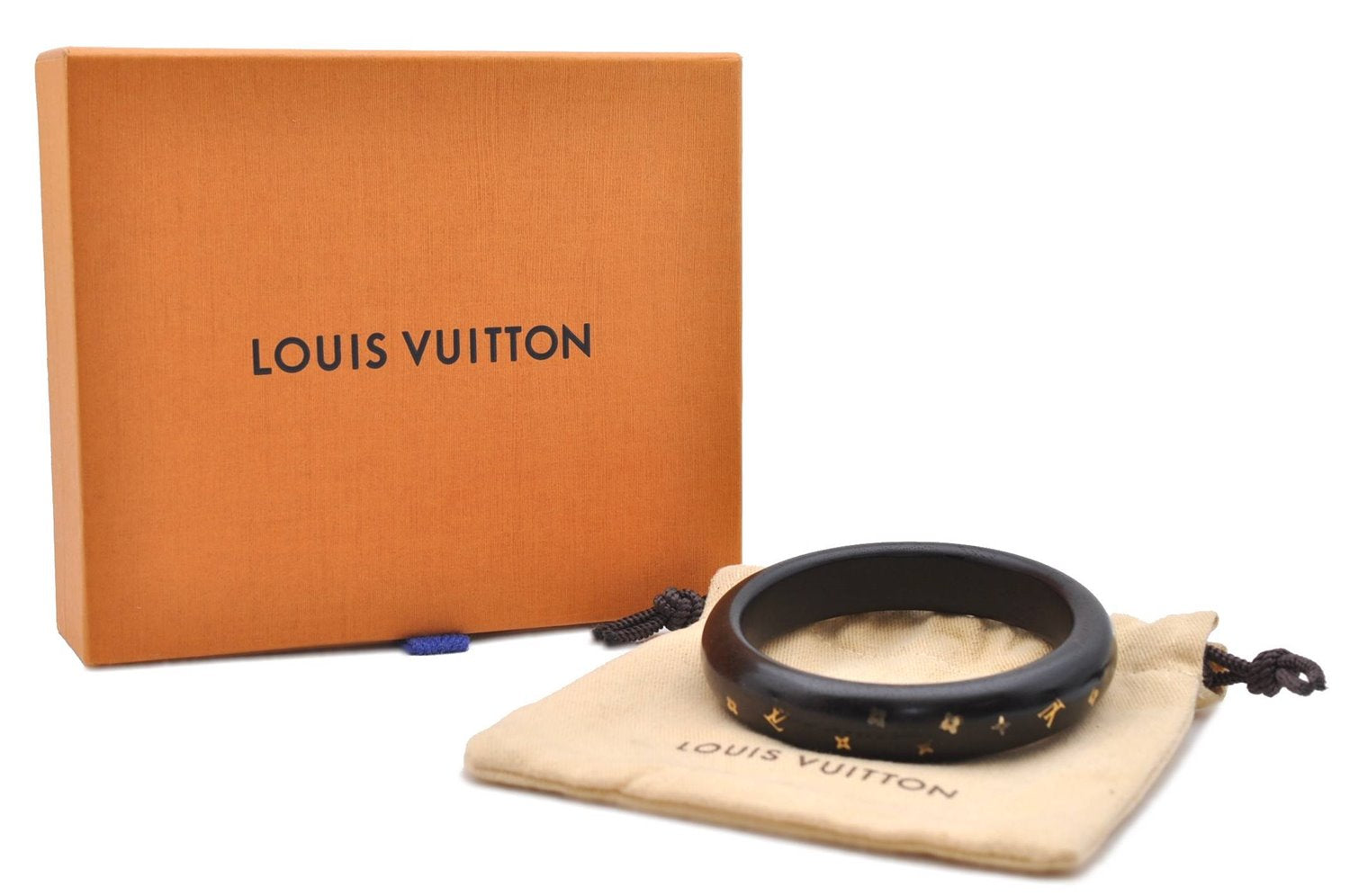 Auth Louis Vuitton Bracelet Sylvania TPM Wood Brown Gold M66010 LV Box 0630D