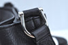 Authentic BURBERRY Leather Canvas Drawstring Shoulder Cross Body Bag Black 0633D